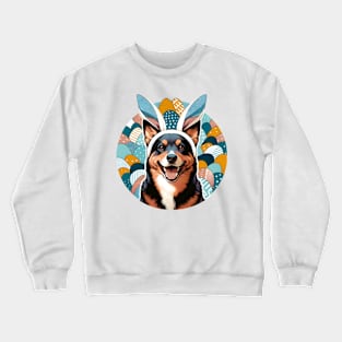 Australian Kelpie in Bunny Ears Enjoys Easter Fun Crewneck Sweatshirt